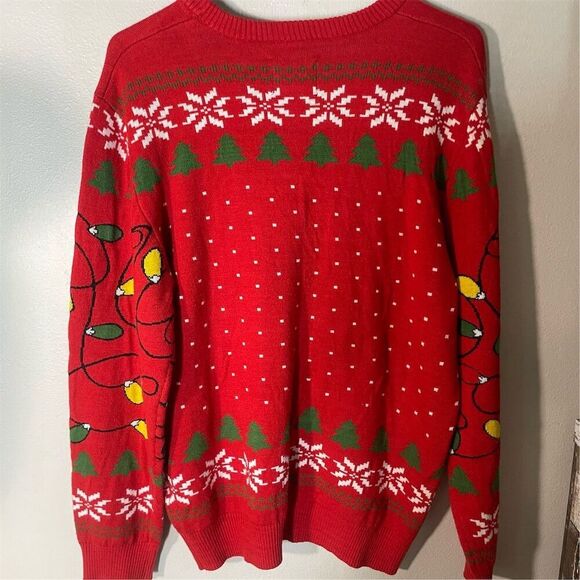 Looney Tunes Bugs Bunny Christmas Sweater Unisex L Red Pullover Holiday Wear - Picture 5 of 7